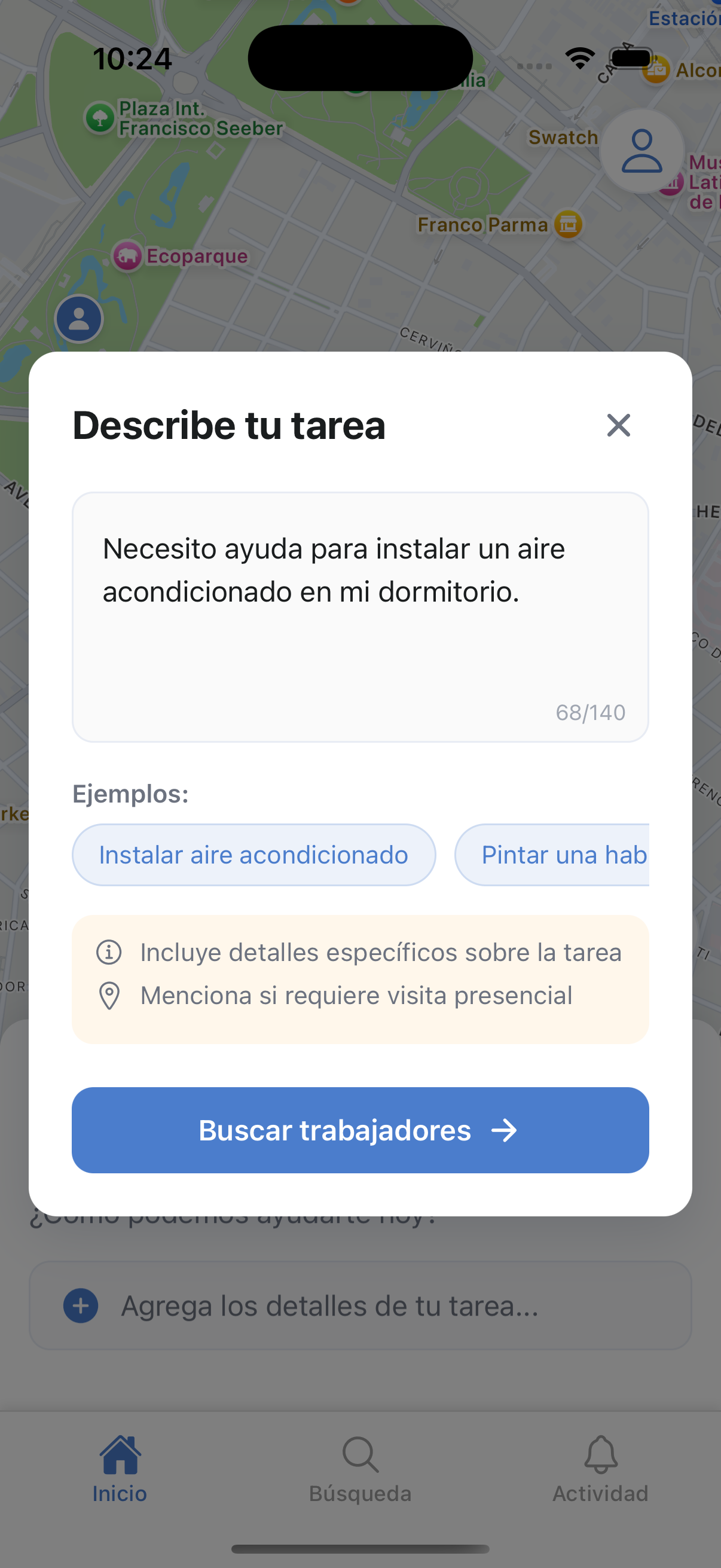Serbis App en iPhone